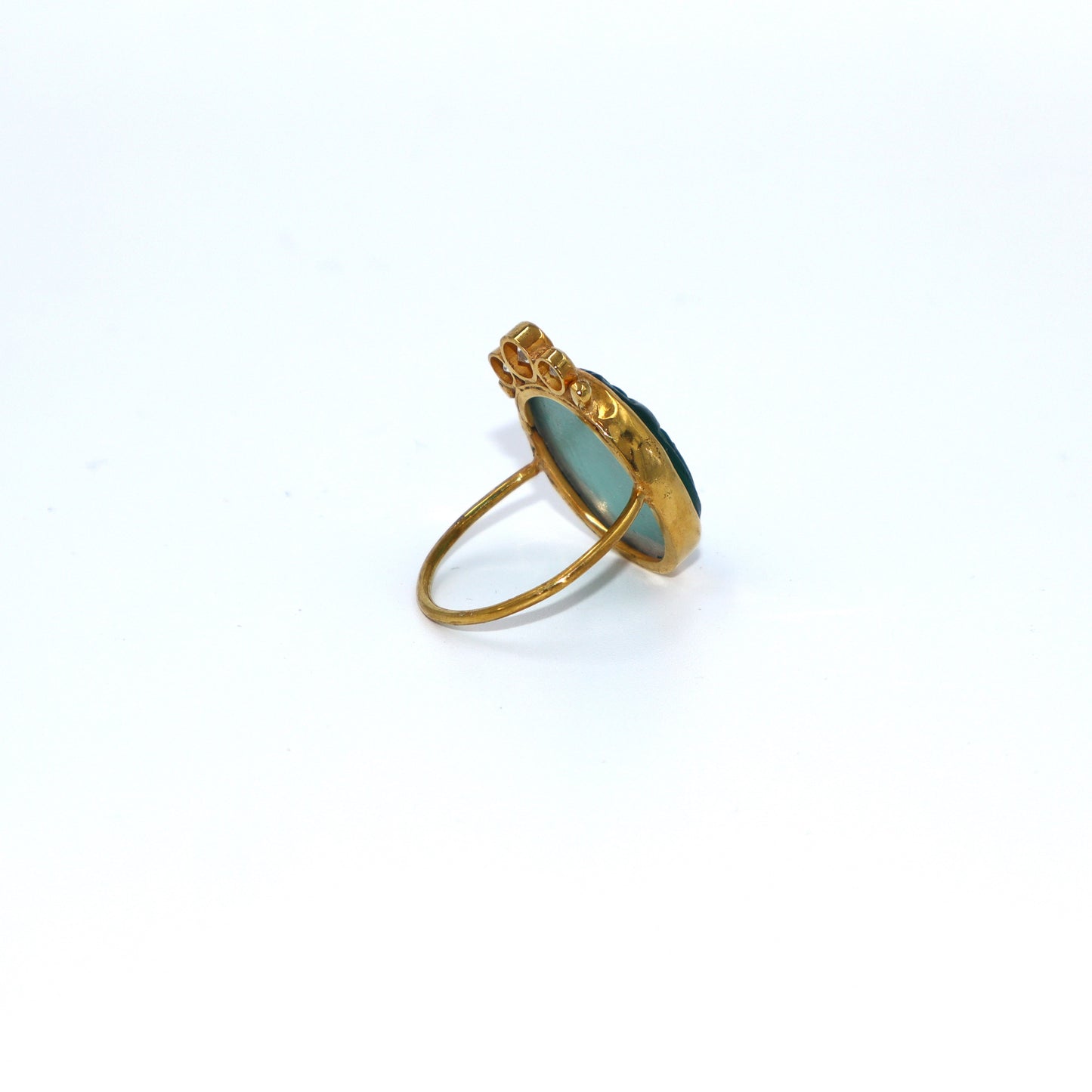 Verde Marino Scarab-Zircon Ring