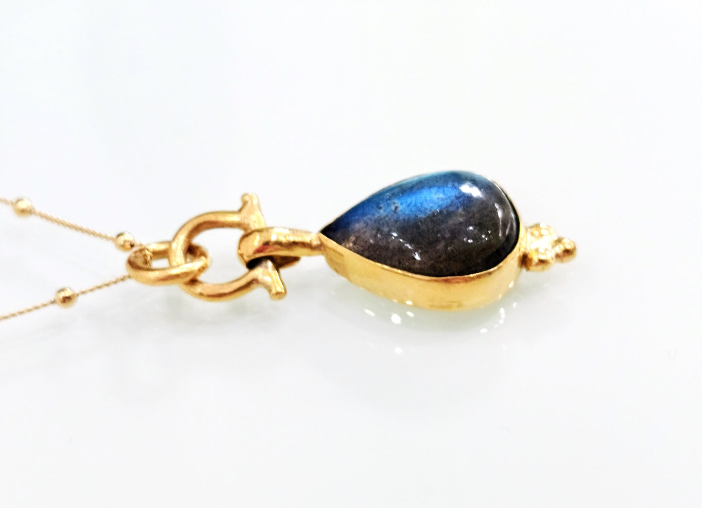 Labradorite Pear Shaped Pendant Necklase