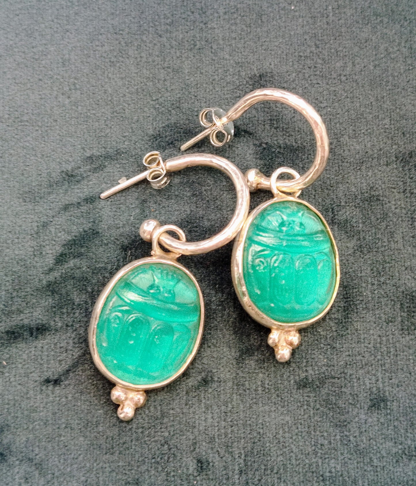 Scarab Intaglio Hoop Earrings
