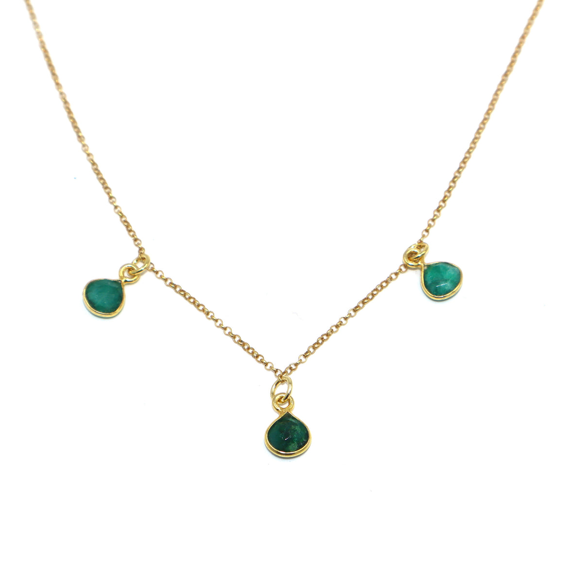 Triple Snowfall Emerald Necklace