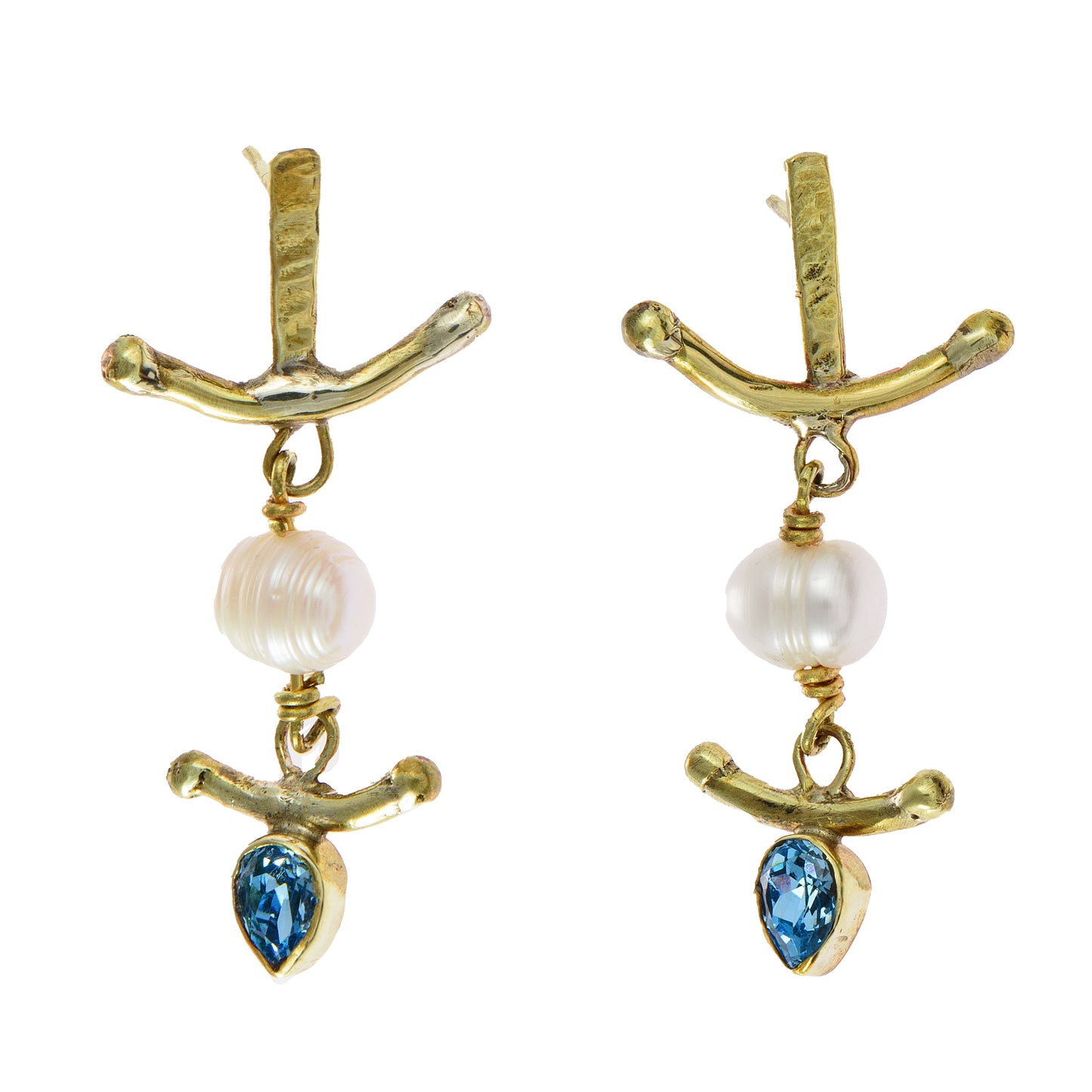 Pearls and Crystals Drop Earrings