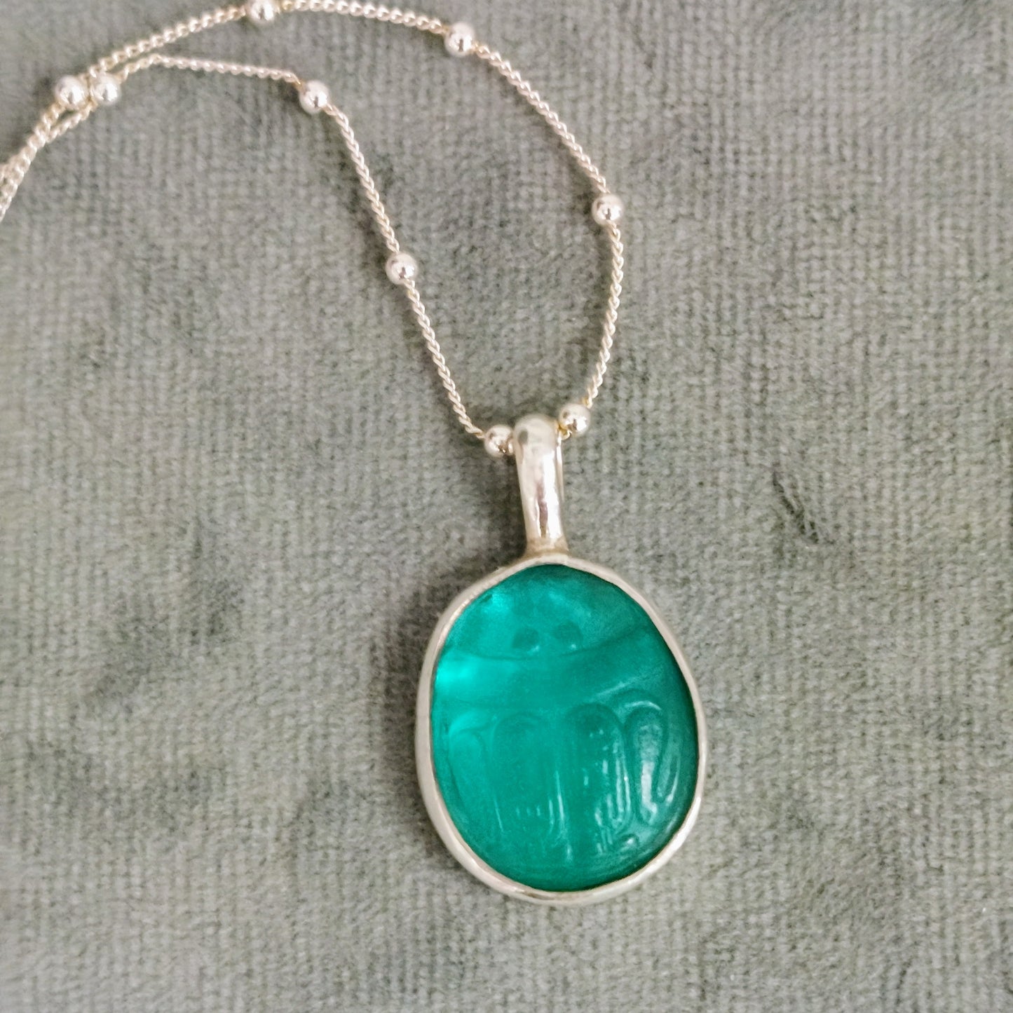 Verde-marino Scarab Intaglio Necklace
