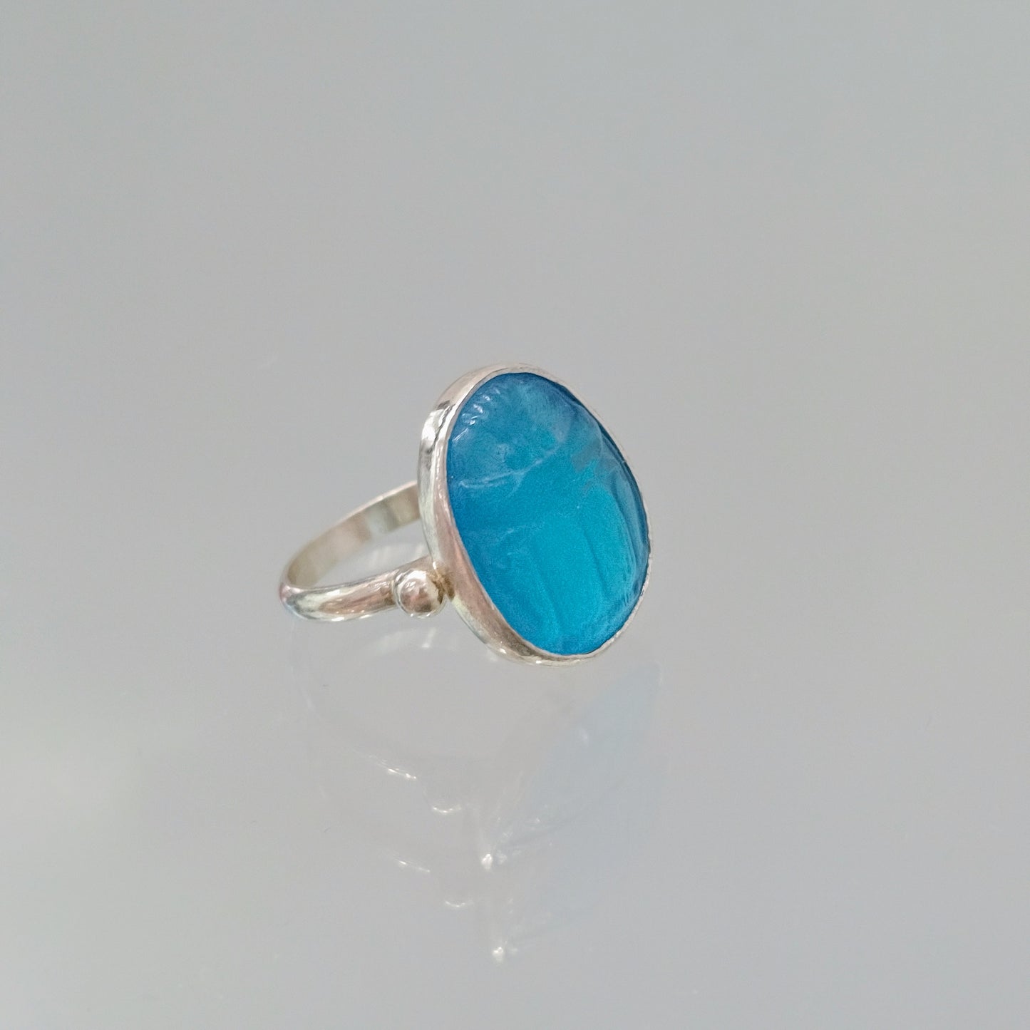 Sky Blue Scarab Ring