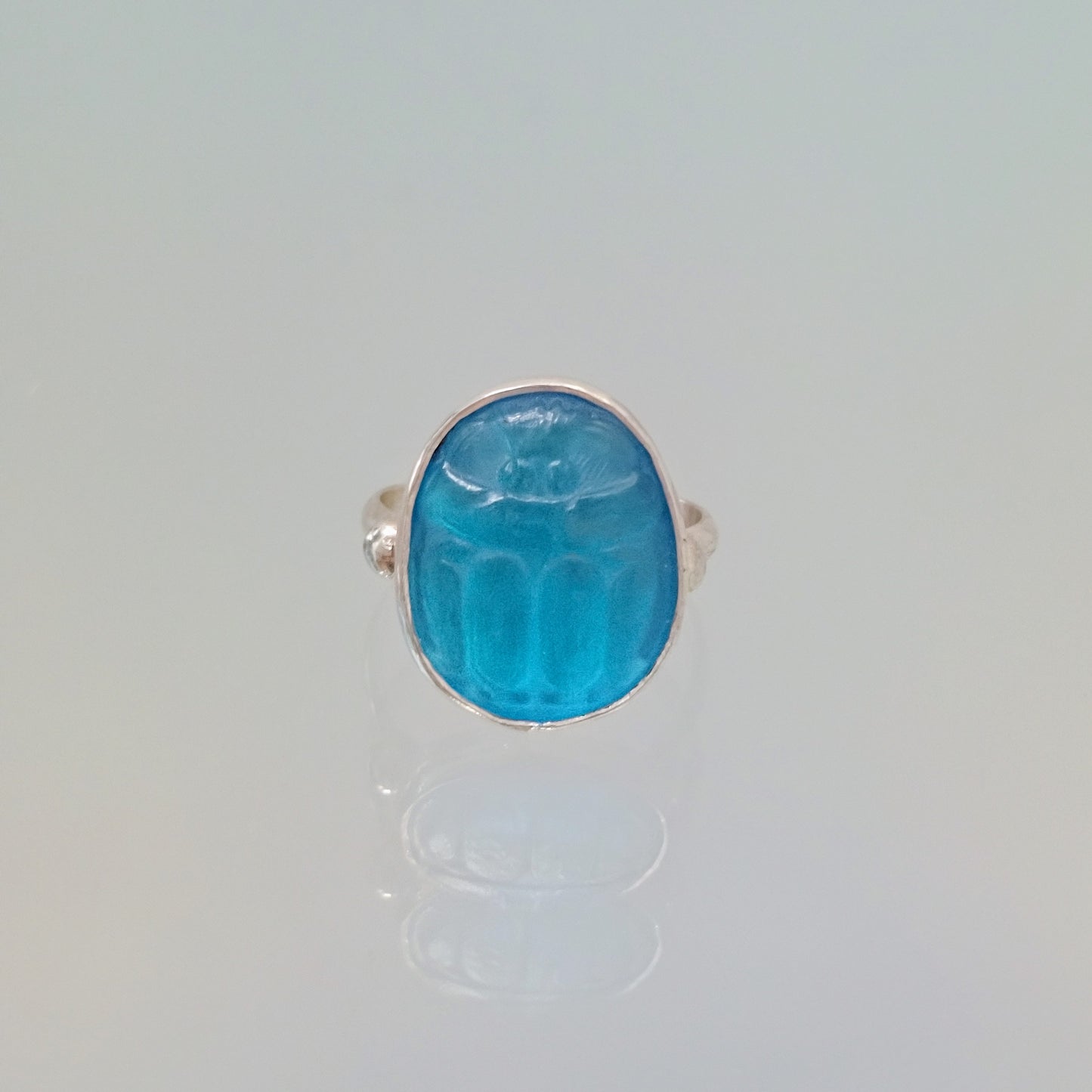 Sky Blue Scarab Ring