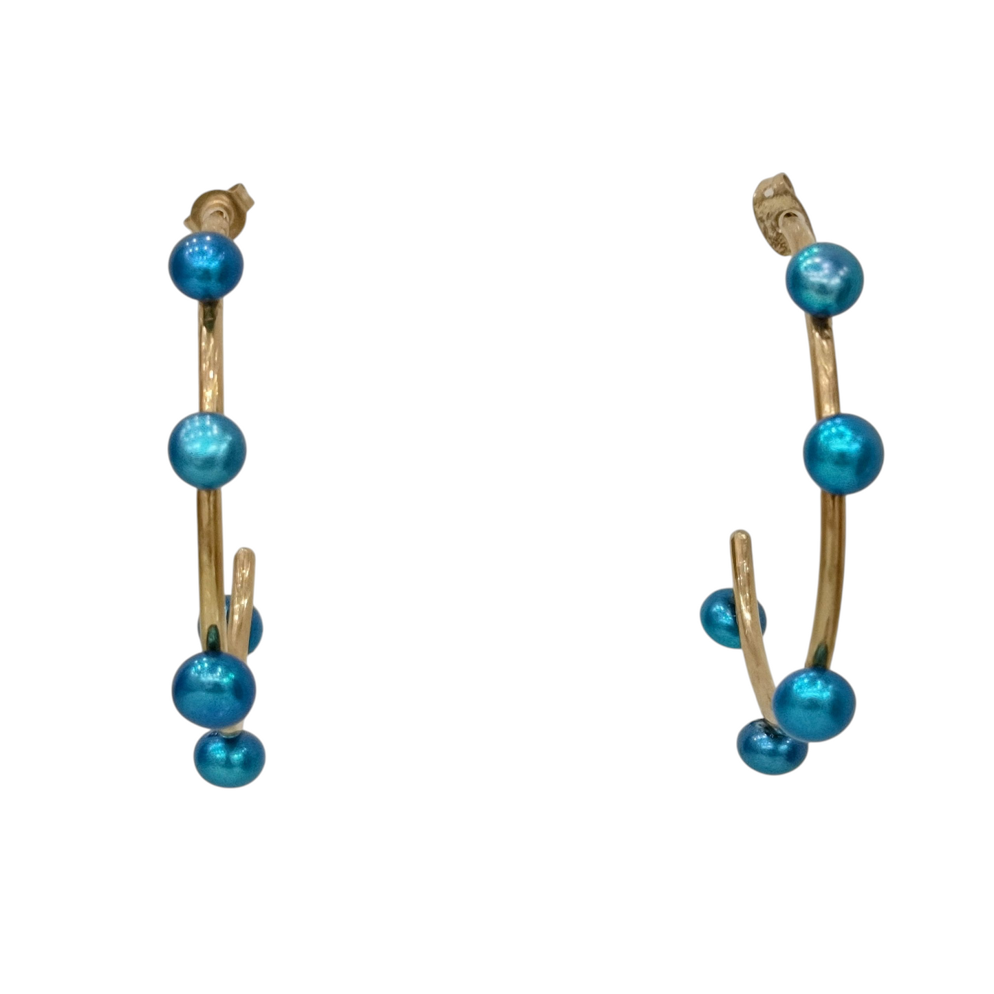 Blue Pearls Hoops