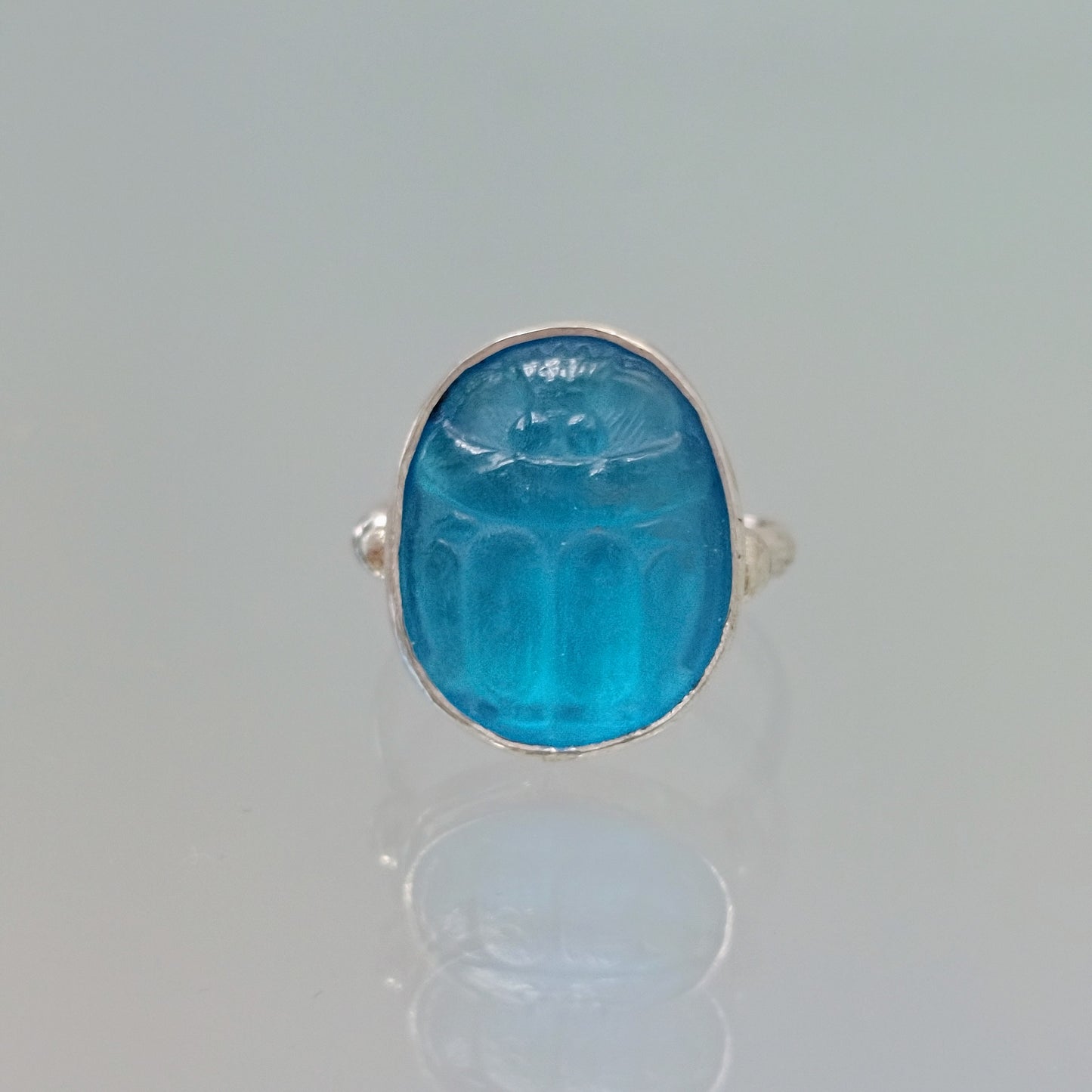 Sky Blue Scarab Ring