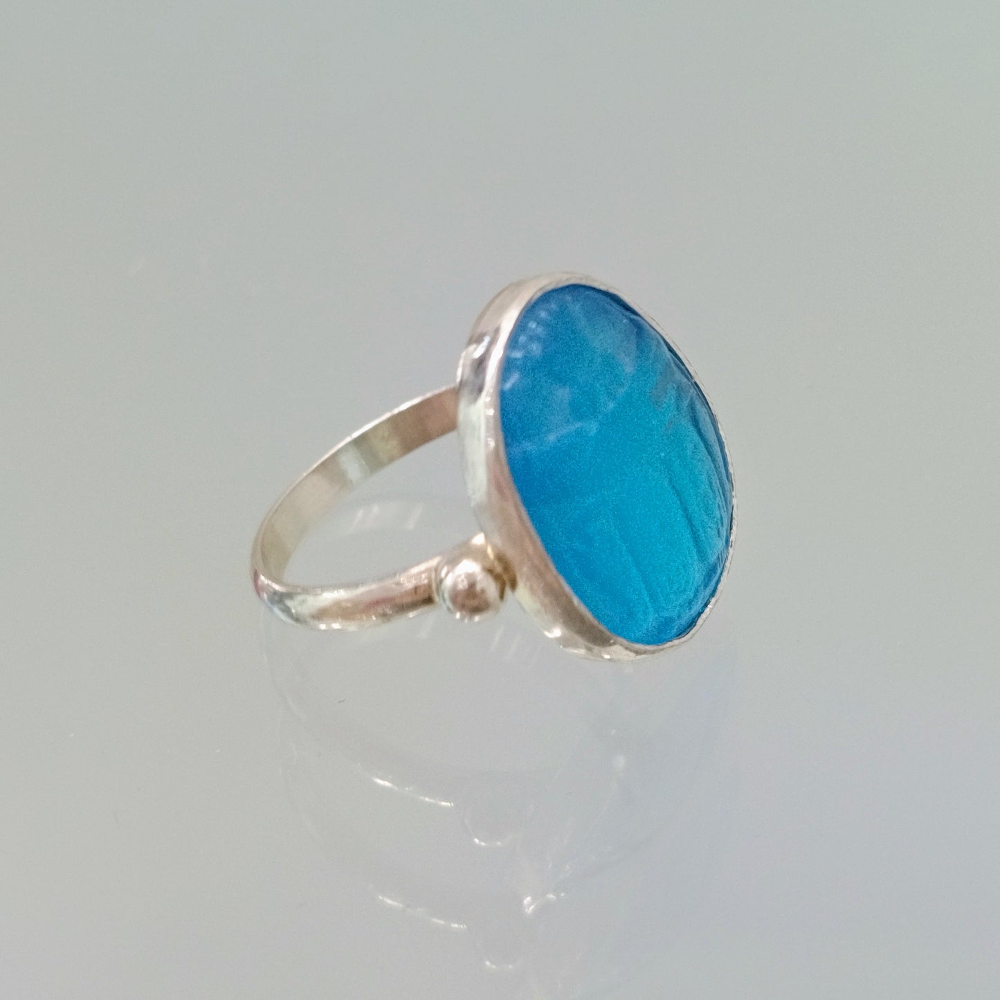 Sky Blue Scarab Ring