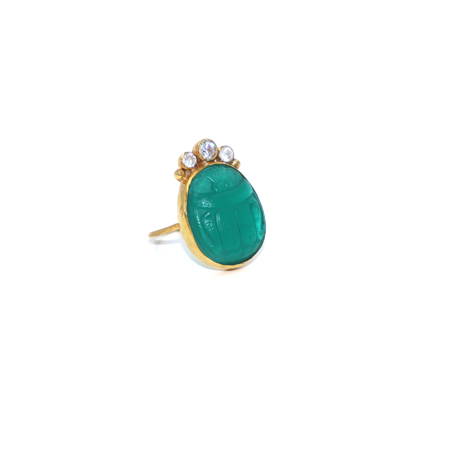 Verde Marino Scarab-Zircon Ring