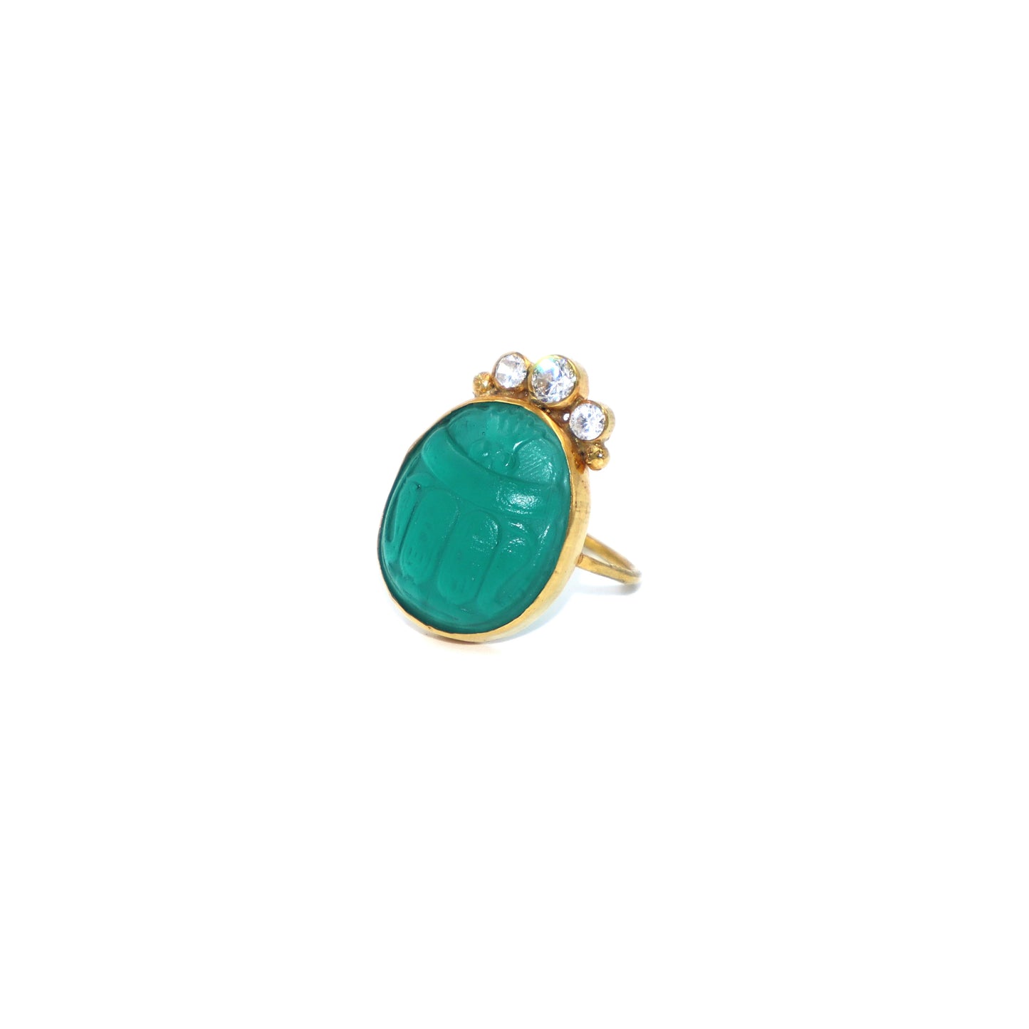 Verde Marino Scarab-Zircon Ring