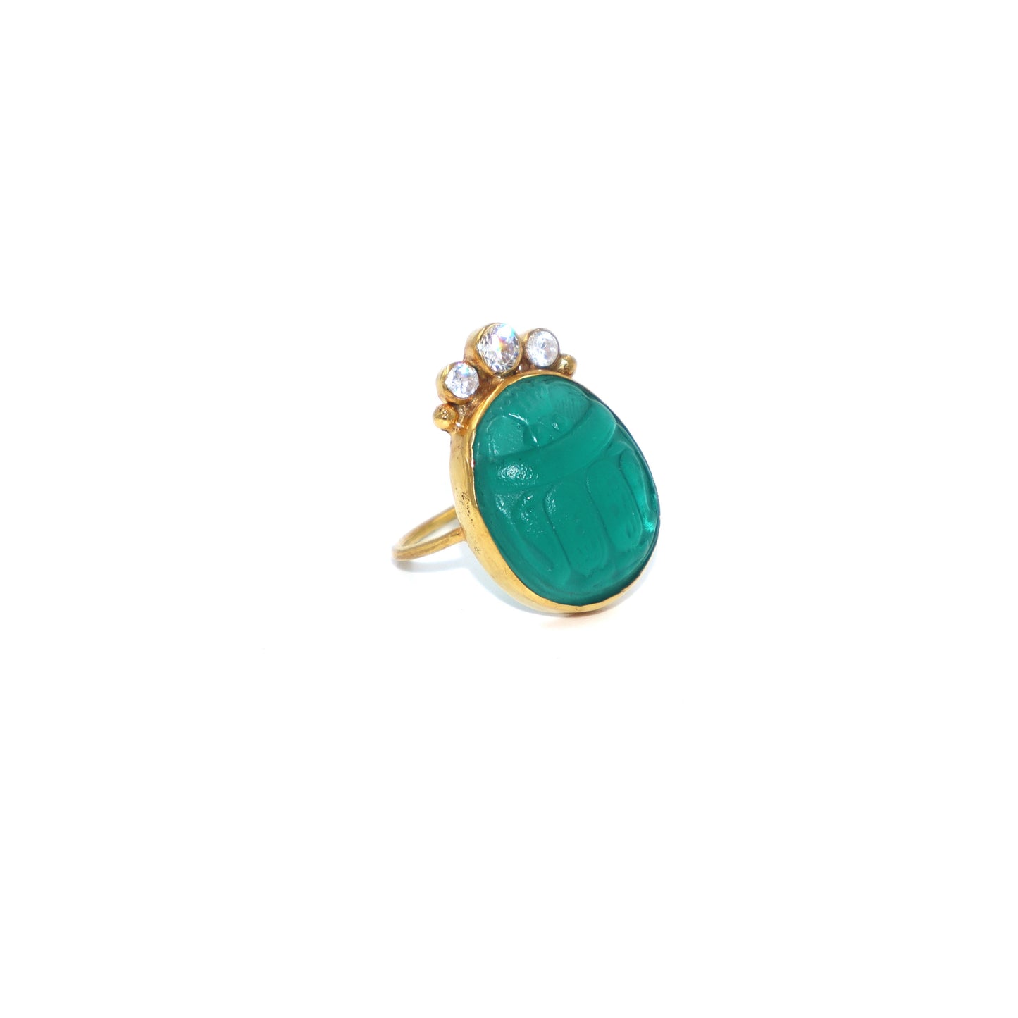 Verde Marino Scarab-Zircon Ring