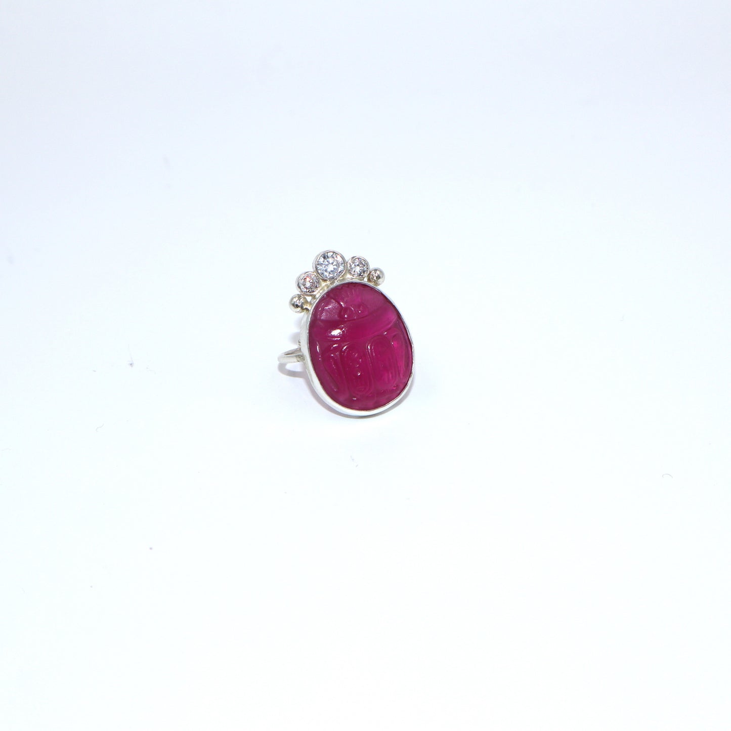 Fucshia Scarab-Zircons Ring