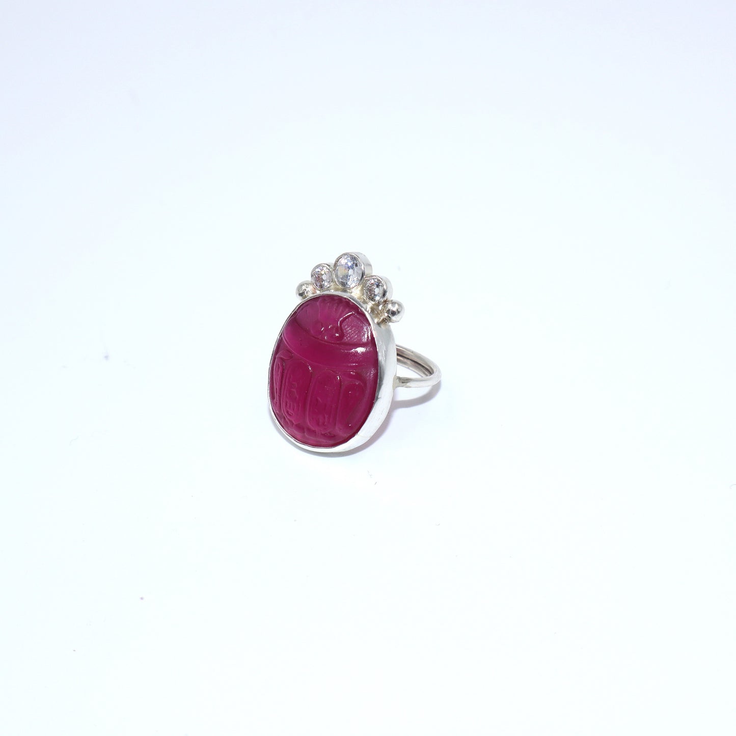 Fucshia Scarab-Zircons Ring