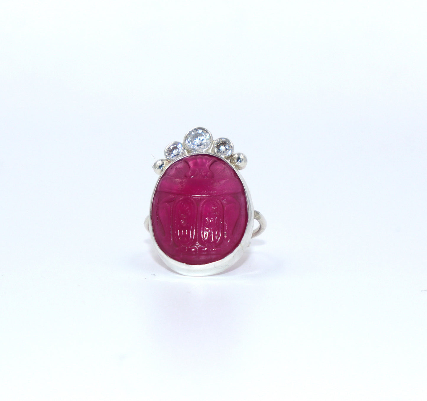 Fucshia Scarab-Zircons Ring