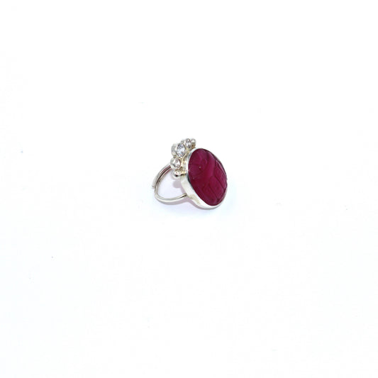 Fucshia Scarab-Zircons Ring