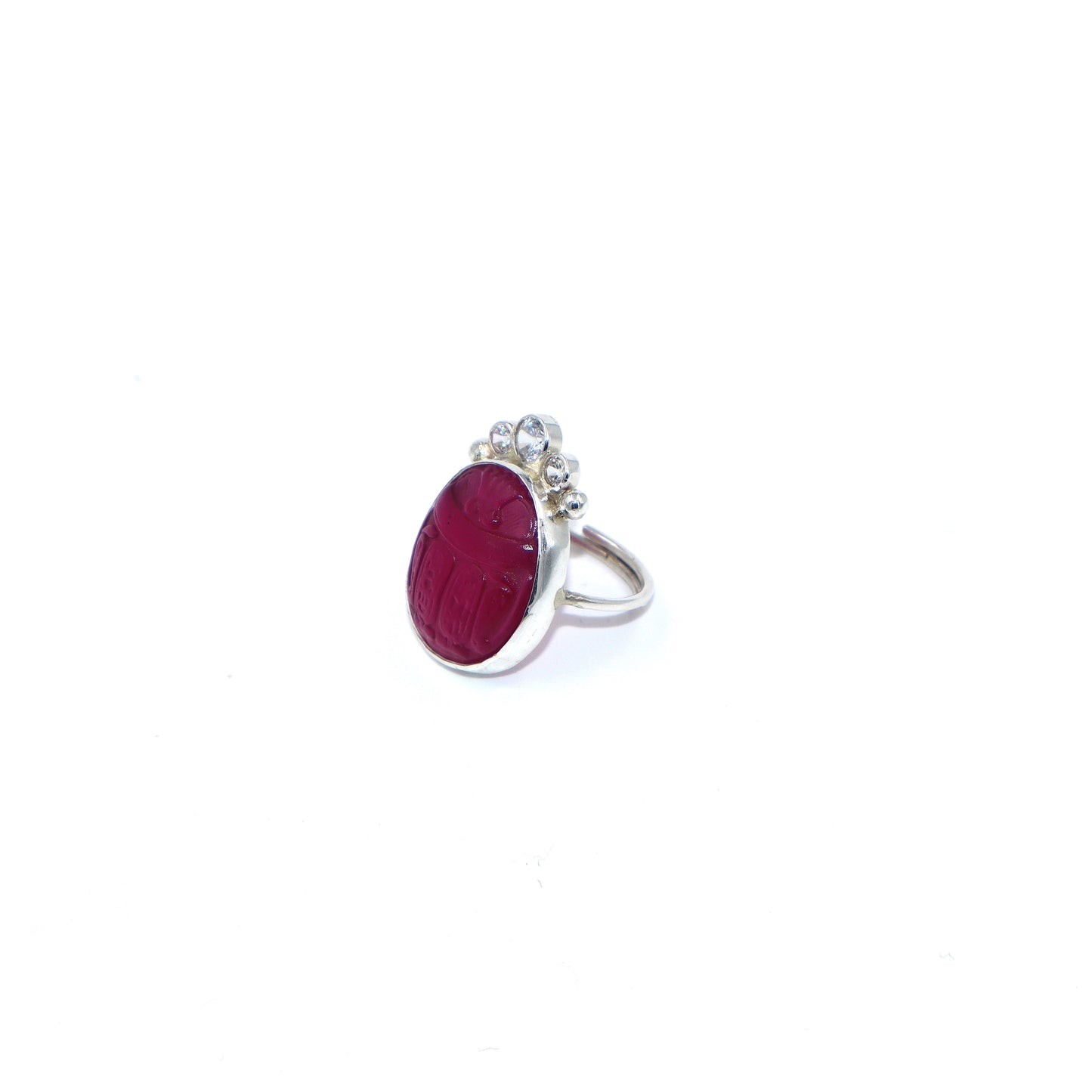 Fucshia Scarab-Zircons Ring