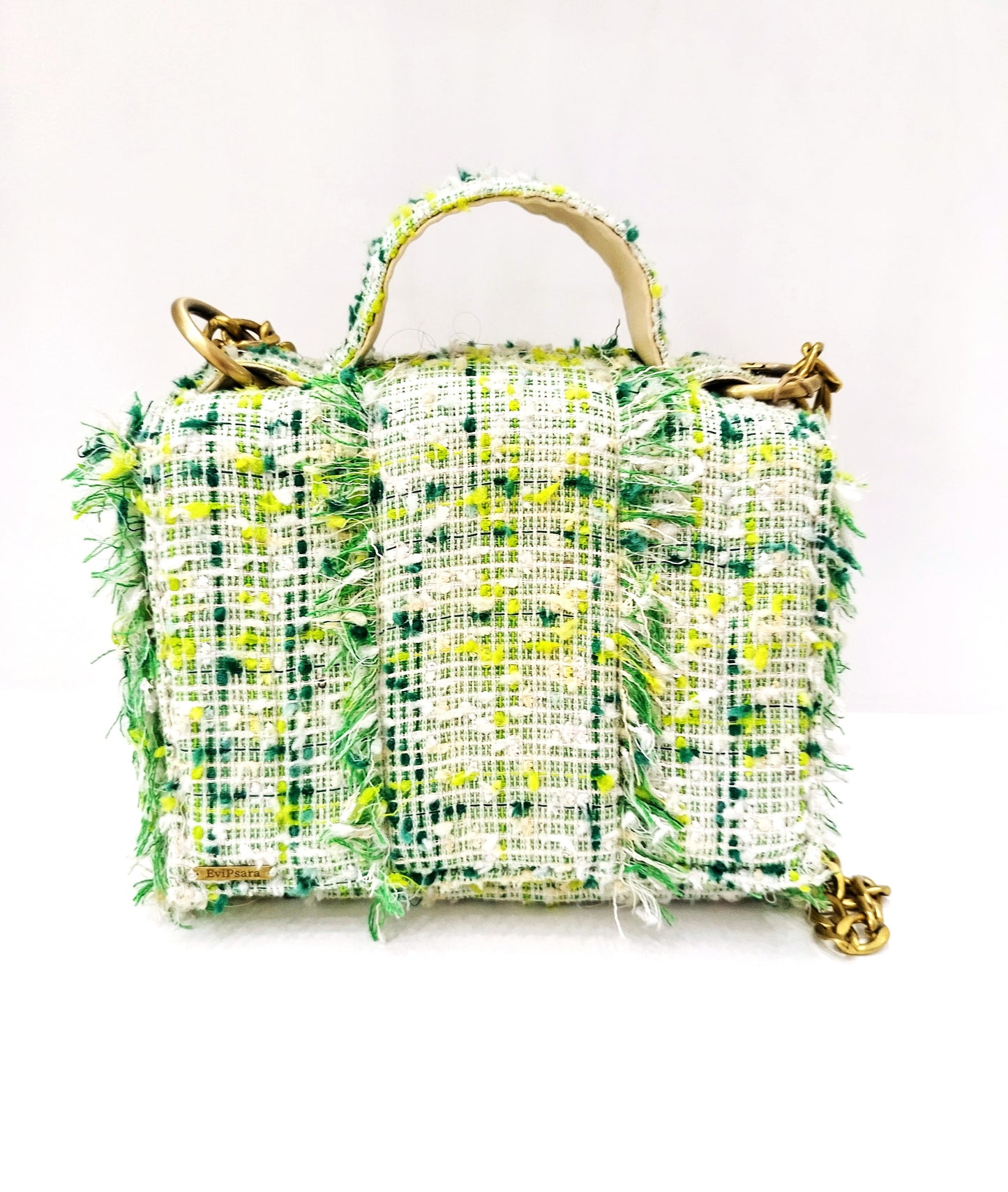 Multi Greens Tweed Bag
