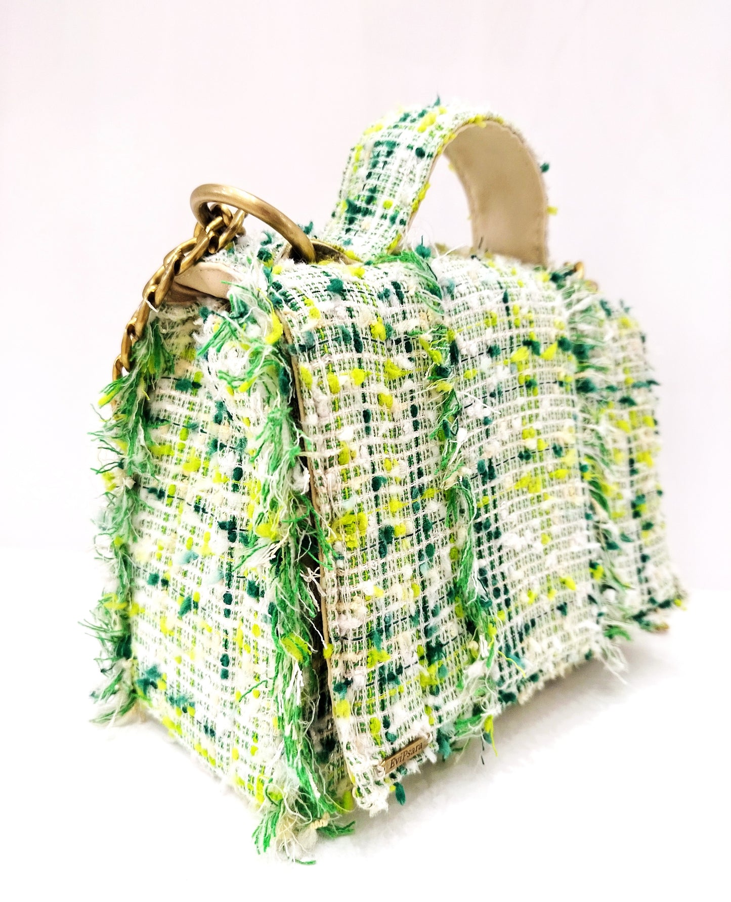 Multi Greens Tweed Bag