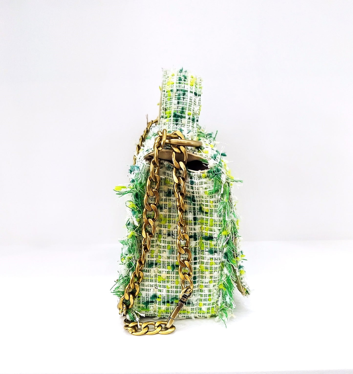 Multi Greens Tweed Bag
