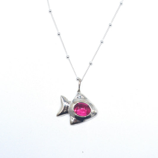 Poisson Fuchshia Pendant Necklace