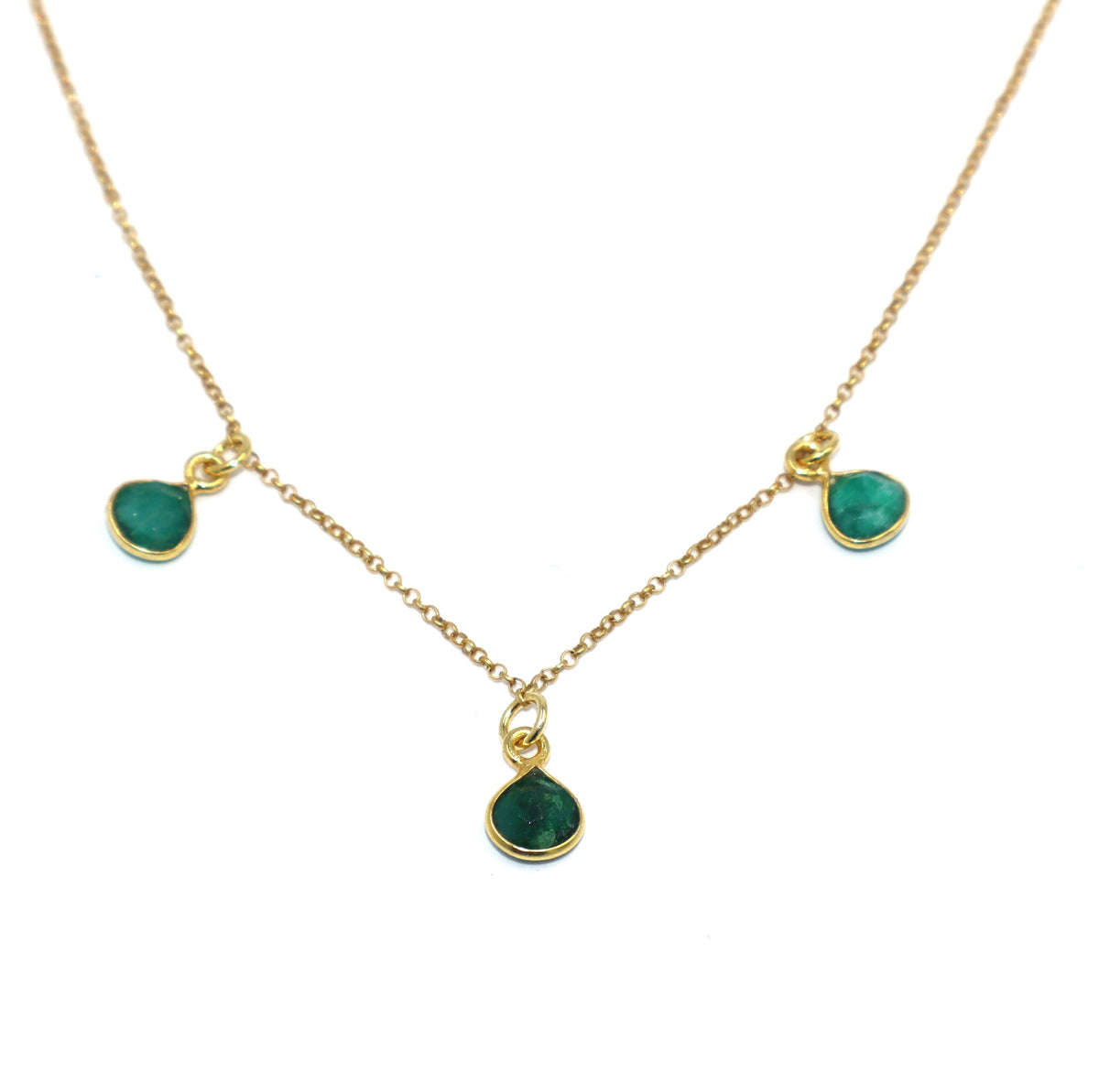 Triple Snowfall Emerald Necklace