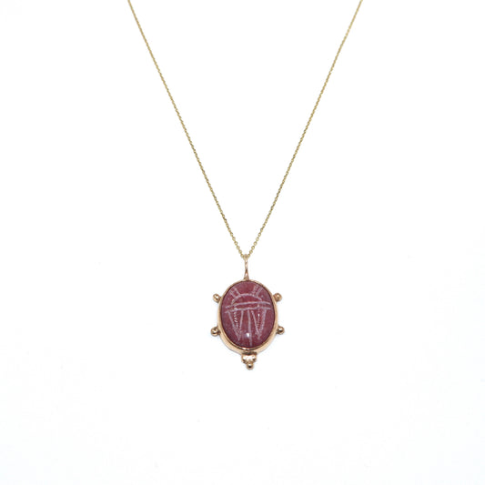 Rhodonite Scarab Necklace