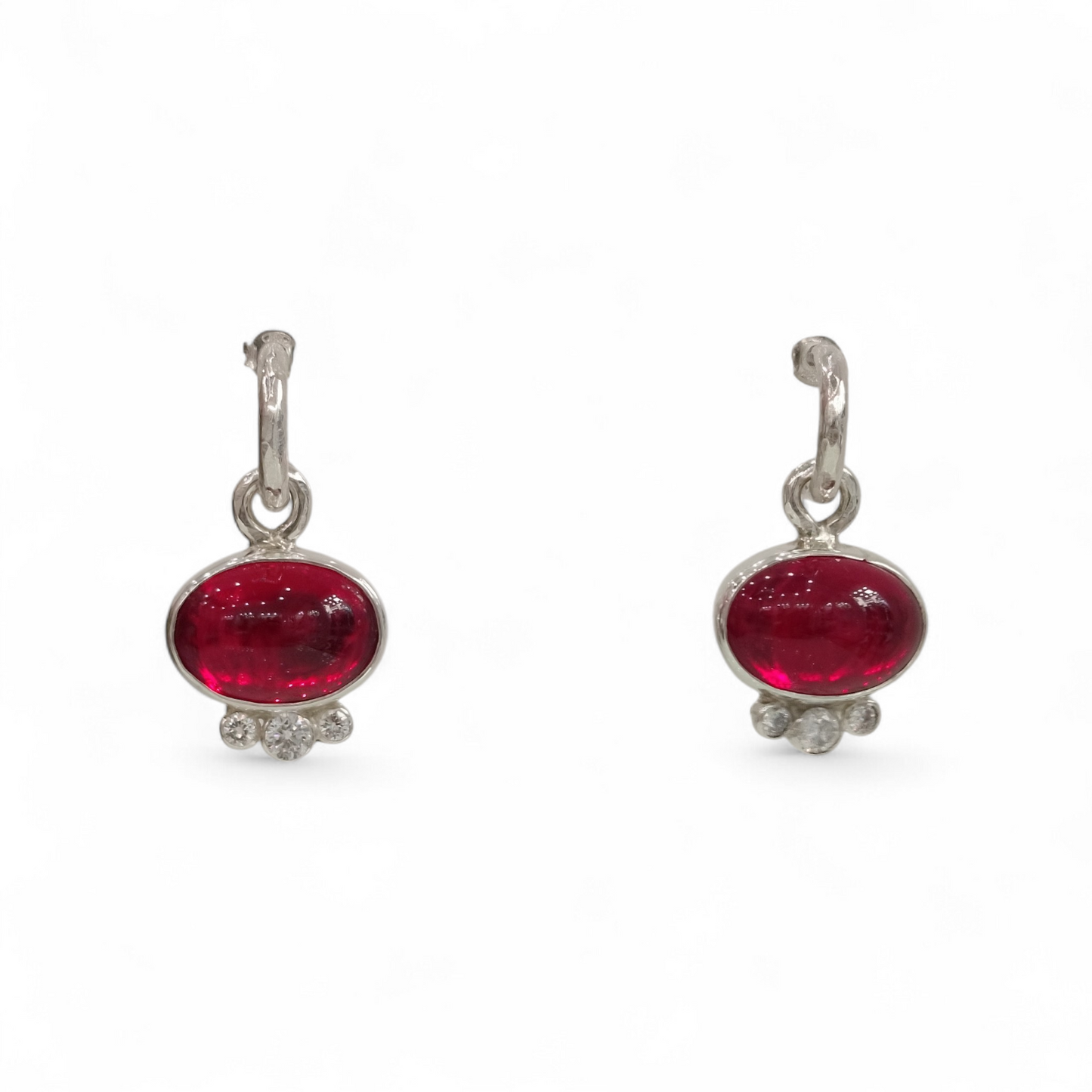 Red Pebble  Hoop Earrings