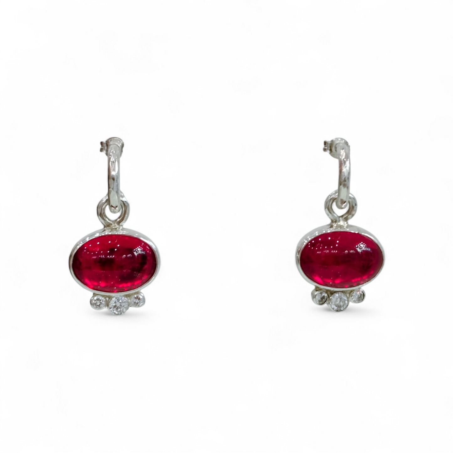 Red Pebble  Hoop Earrings