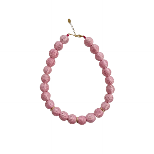 Dusty Pink Raffia Necklace