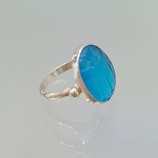 Sky Blue Scarab Ring