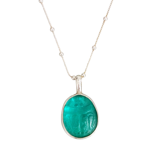 Verde-marino Scarab Intaglio Necklace