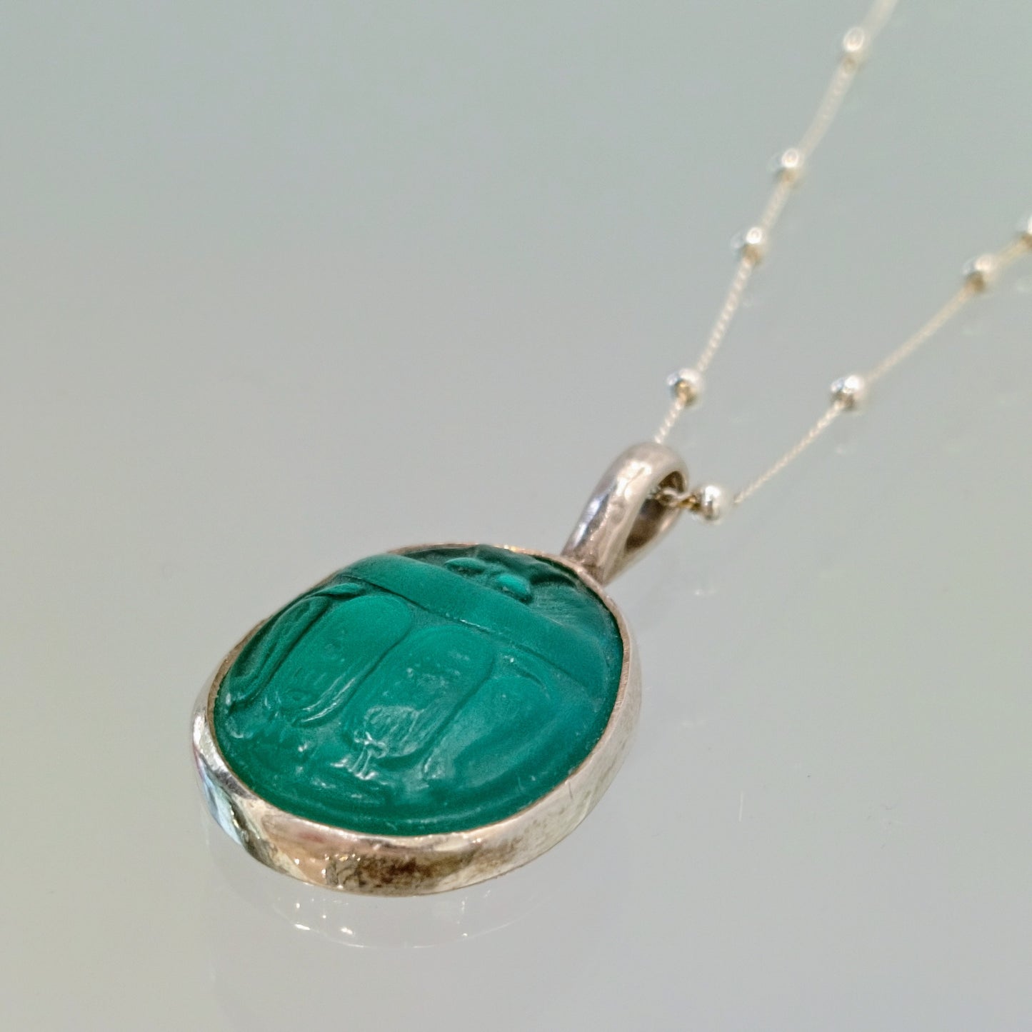 Verde-marino Scarab Intaglio Necklace